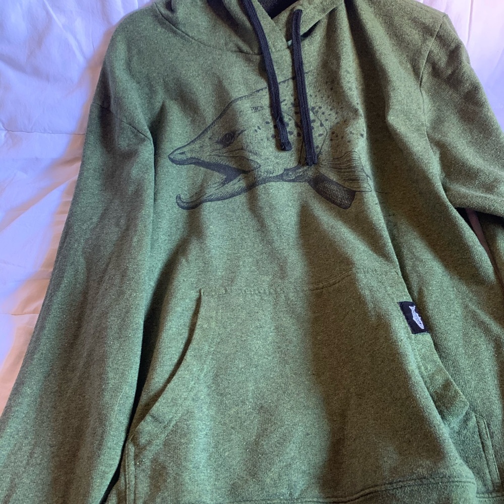 REPYOURWATER trout graphic hoodie green, size small